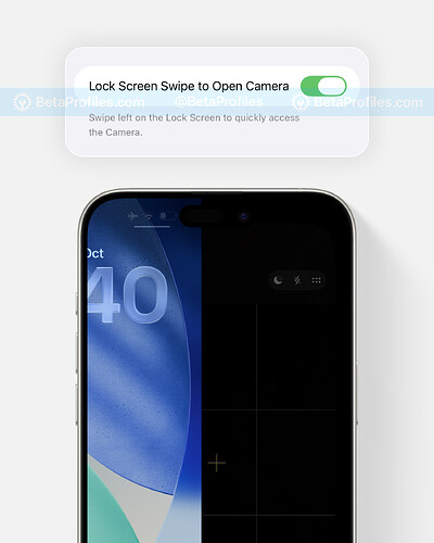 خيار تعطيل فتح الكاميرا عن طريق الخطأ في تحديث ios26.1 beta 4 الصورة @betaprofiles