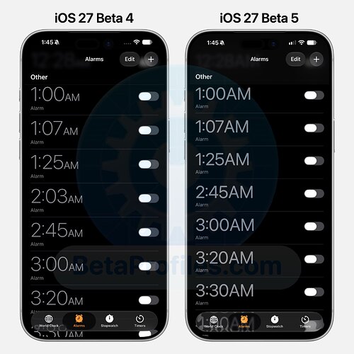 ios 27 beta 5 clock font