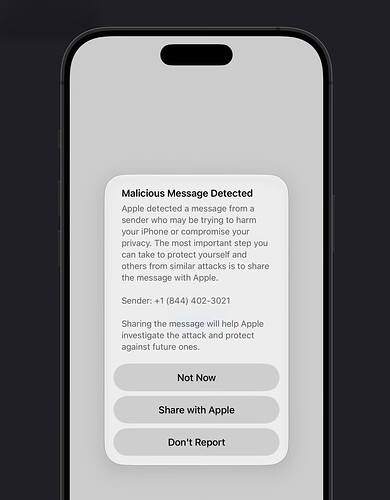 ios 26.5 beta 5 malicious message detected