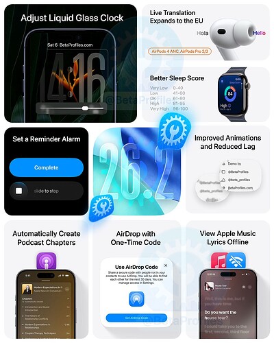 iOS 26.2 features bento