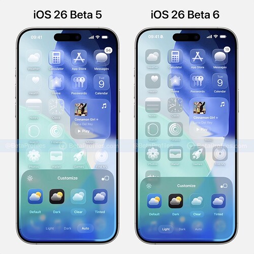 ios 26 beta 6 clear mode