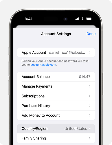 change apple account region