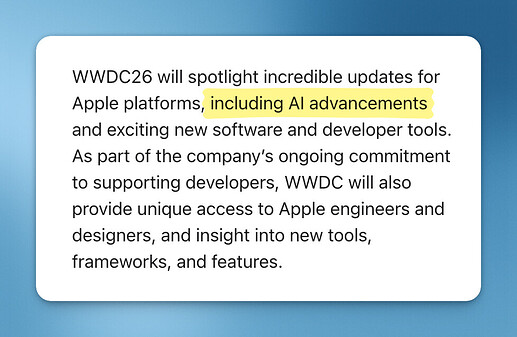 AI advancements wwdc26