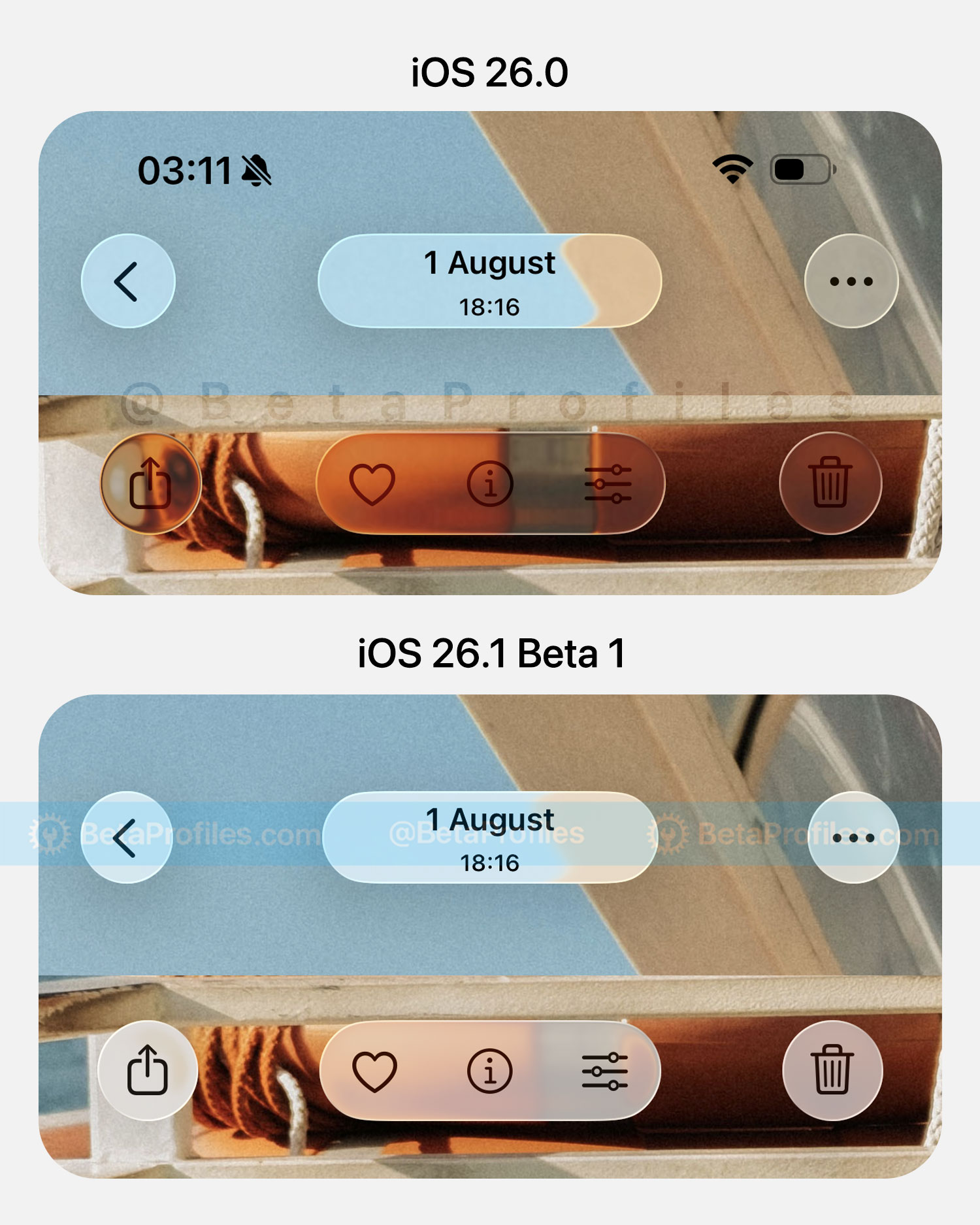 الأزرار في تحديث IOS 26.1 